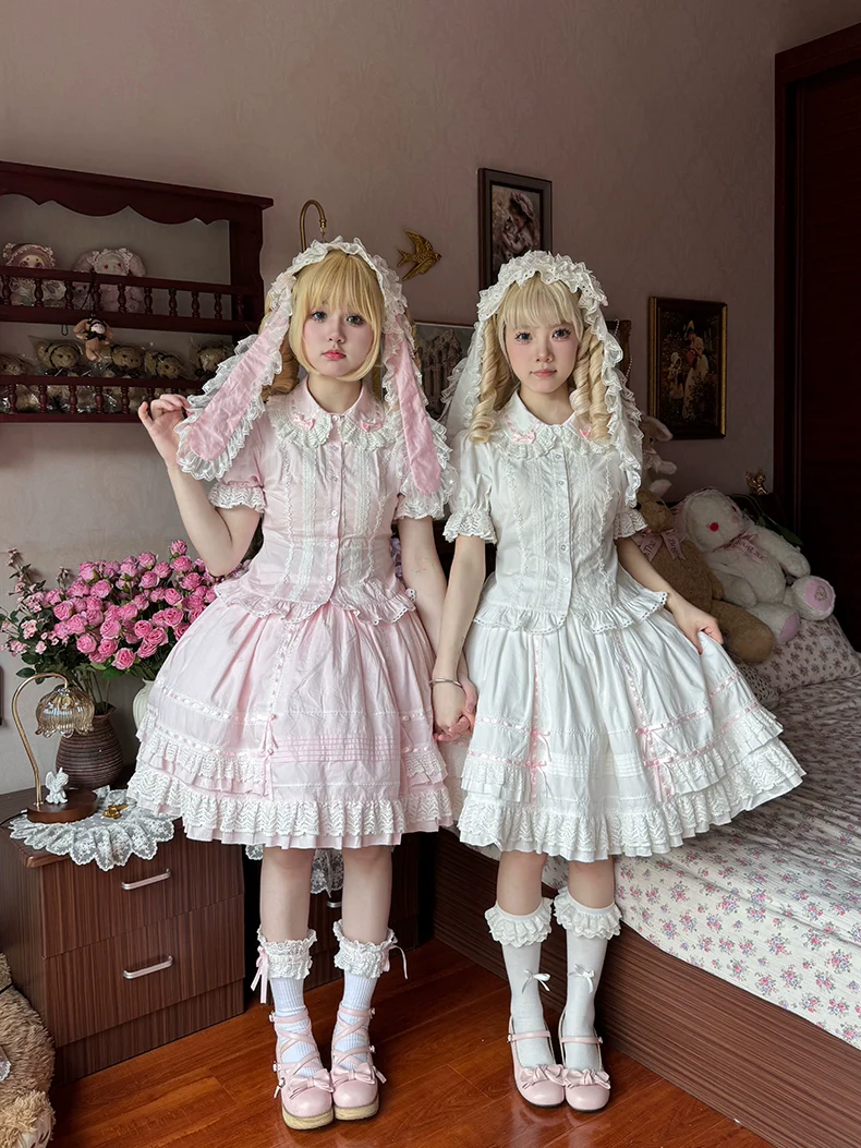 Praying Snowfall - Old School Lolita Skirt Suit Cape Princess Sleeve Shirt - Image 3