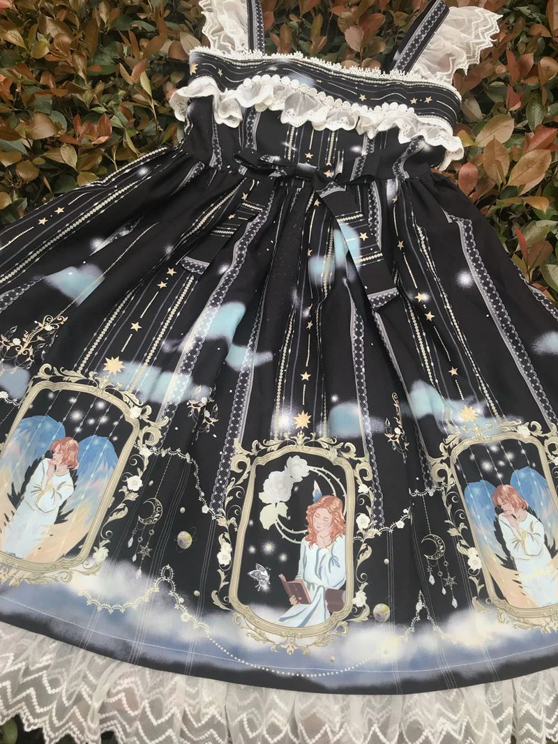 Oriel's Blessing - Angel-themed Printed Lolita Jumper Dress - Image 12