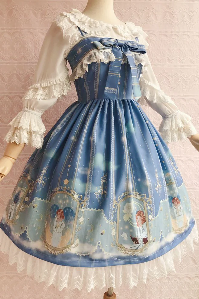 Oriel's Blessing - Angel-themed Printed Lolita Jumper Dress - Image 2