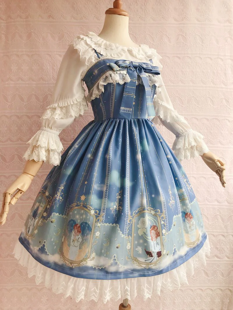 Oriel's Blessing - Angel-themed Printed Lolita Jumper Dress - Image 3