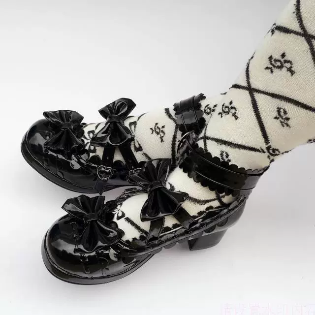 Antaina - Lolita Punk Bow Mid-Heel Multicolor Shoes - Image 29