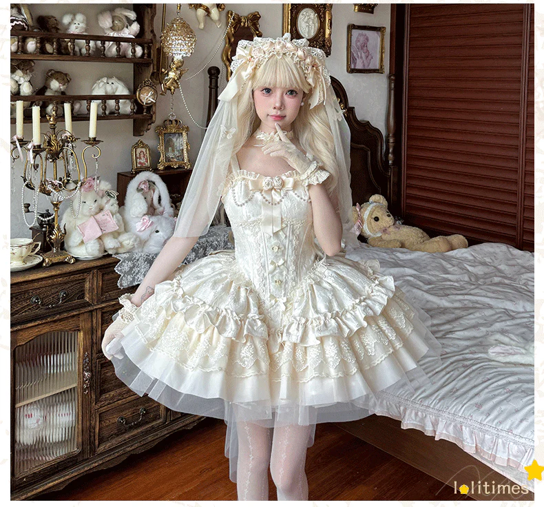 Fleeting Dreams - Ballet Style Sweet Lolita Mini JSK with Choker - Image 12