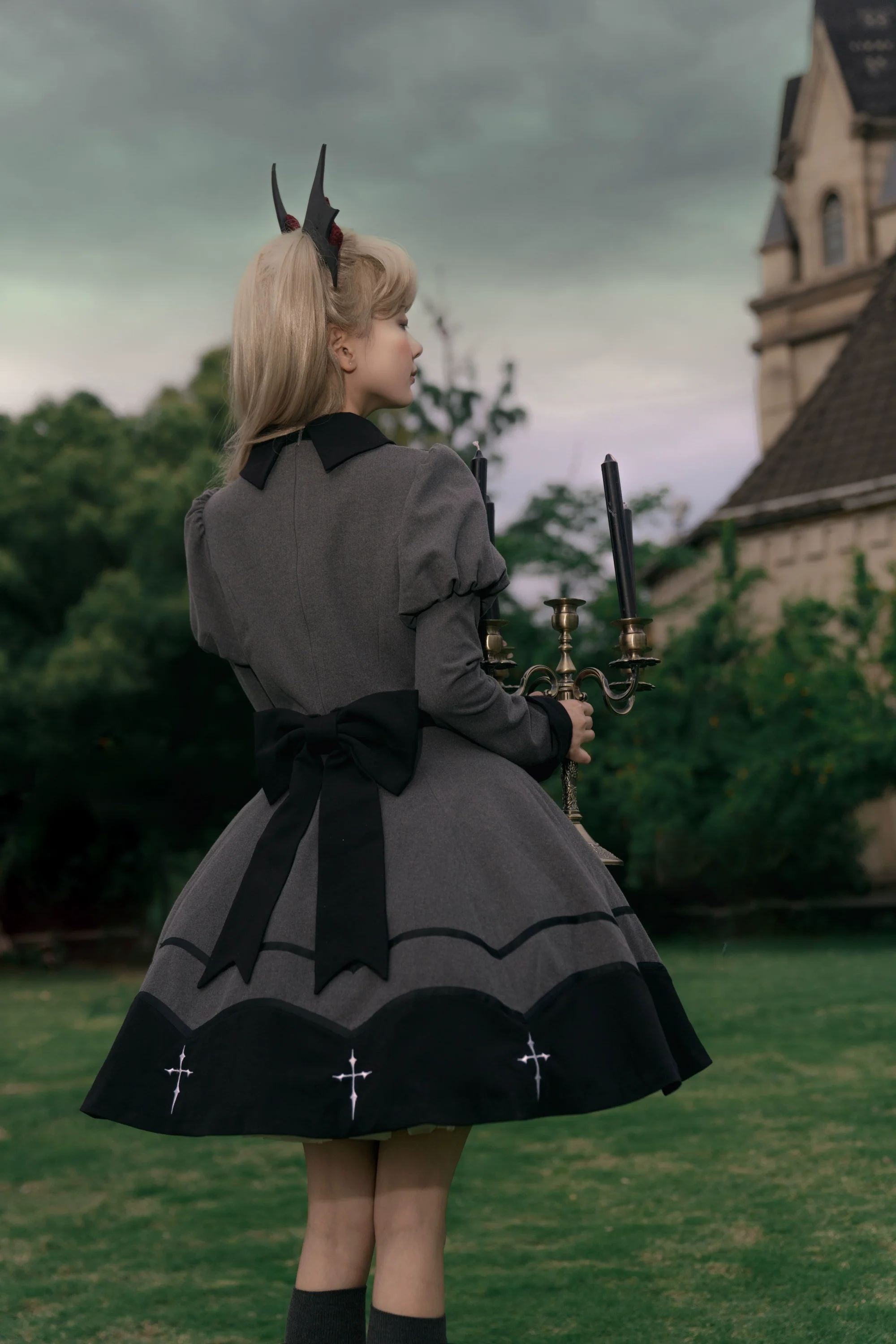 Vampire Princess - Bat-Inspired Halloween Gothic Lolita OP Dress - Image 8