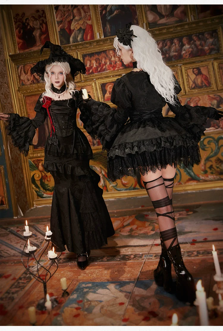 Twilight - Black Gothic Lolita Skirt Set, Witch-Inspired - Image 21