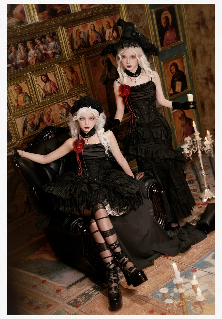 Twilight - Black Gothic Lolita Skirt Set, Witch-Inspired - Image 53