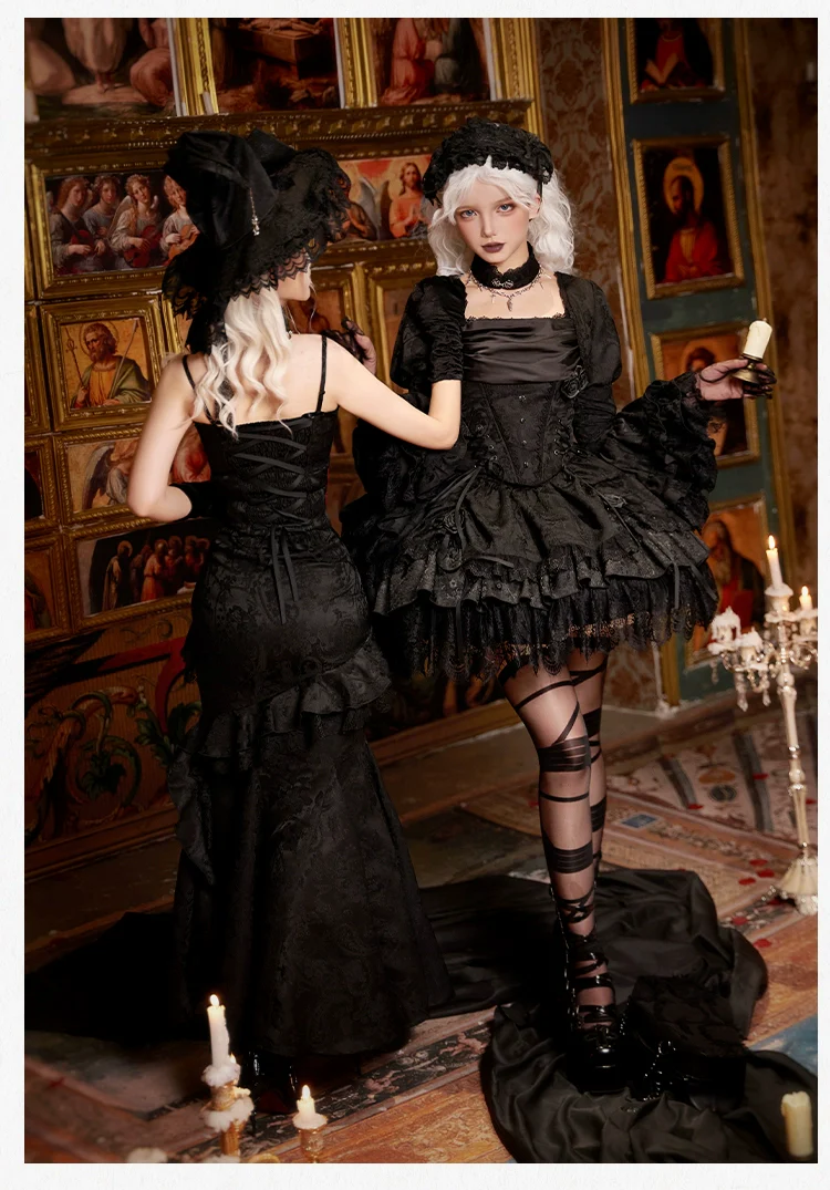 Twilight - Black Gothic Lolita Skirt Set, Witch-Inspired - Image 64