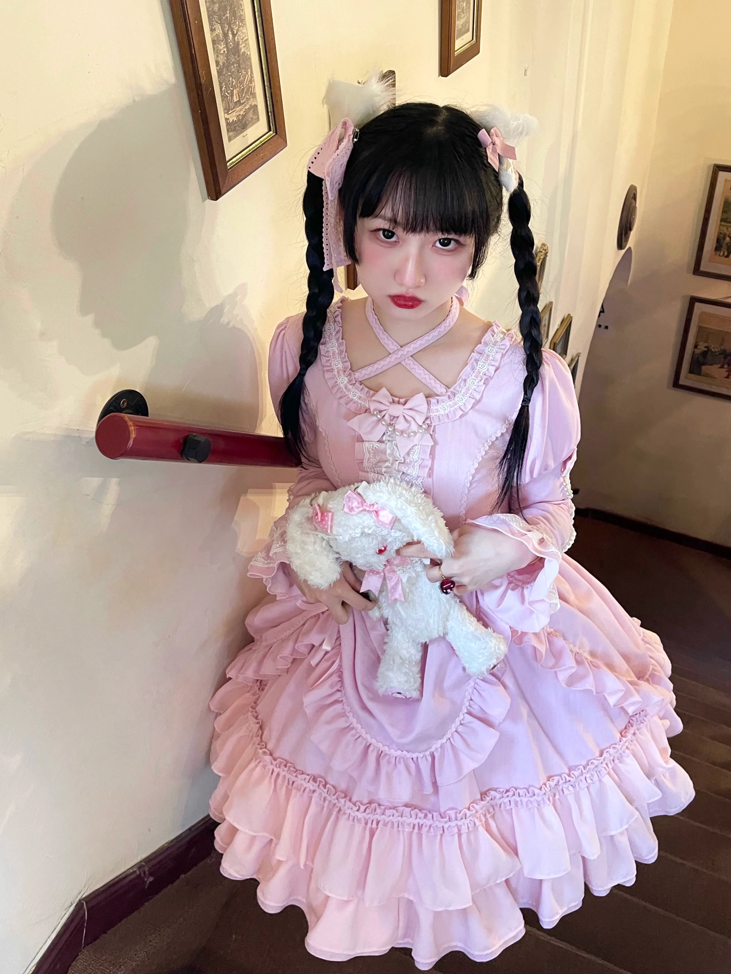 Catlow Rabbit - Black Lolita Doll OP/JSK with Adjustable Elasticity - Image 5