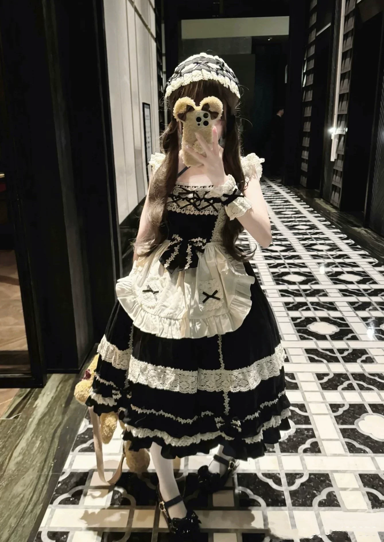 First Generation Doll - Black Old School Lolita Halter JSK Dress with Lace - Image 5