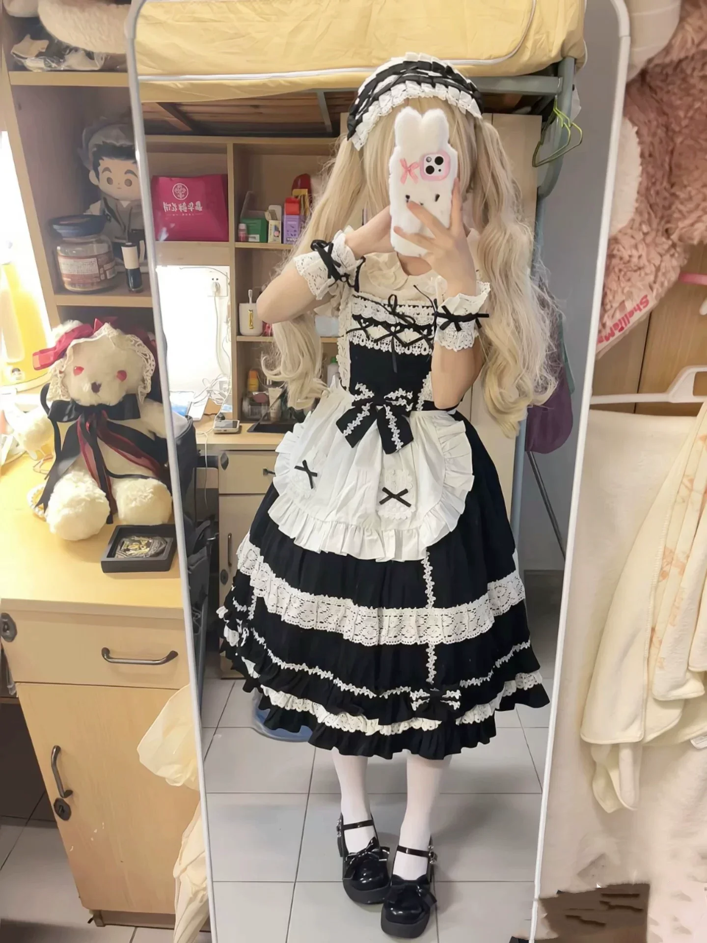 First Generation Doll - Black Old School Lolita Halter JSK Dress with Lace - Image 7