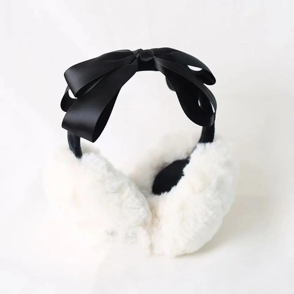 Xiaogui - Winter Lolita Earmuff Bow Plush Earmuff Ear Protector - Image 2