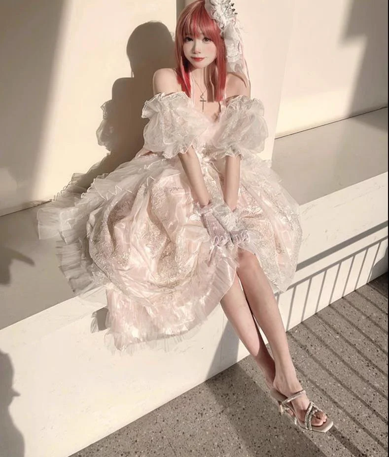 Daydream Whisper - Endless Summer - Bridal Wedding Lolita JSK Open-Back Dress - Image 15