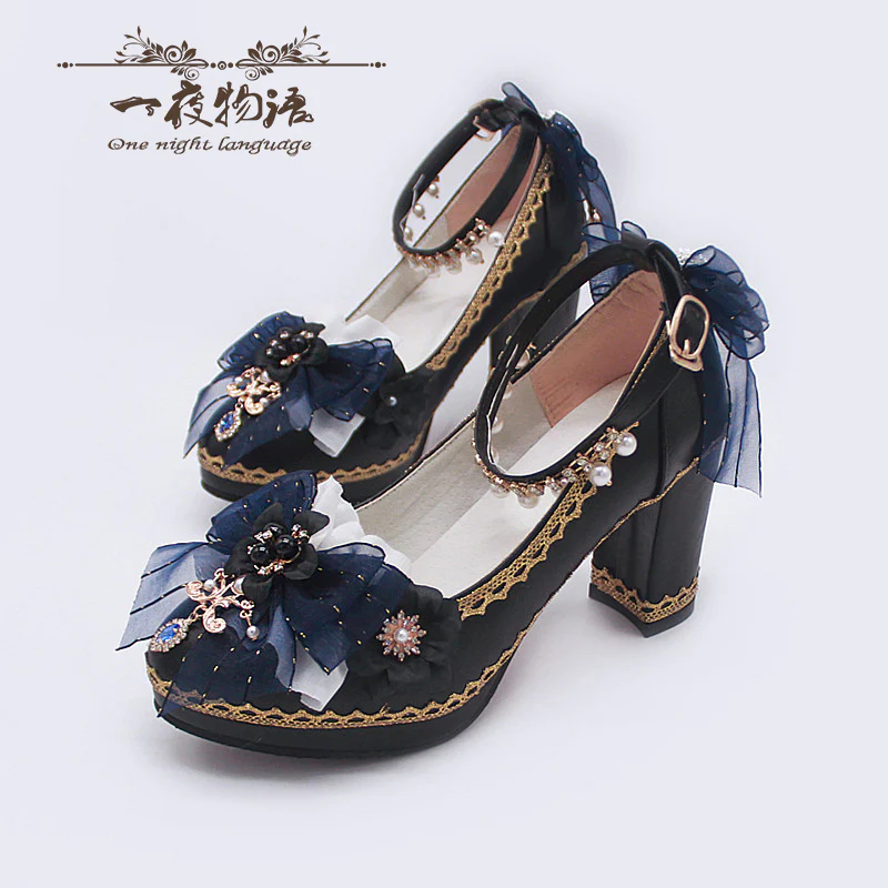 One Night - Bright PU Wedding Lolita Thick High Heels - Image 9