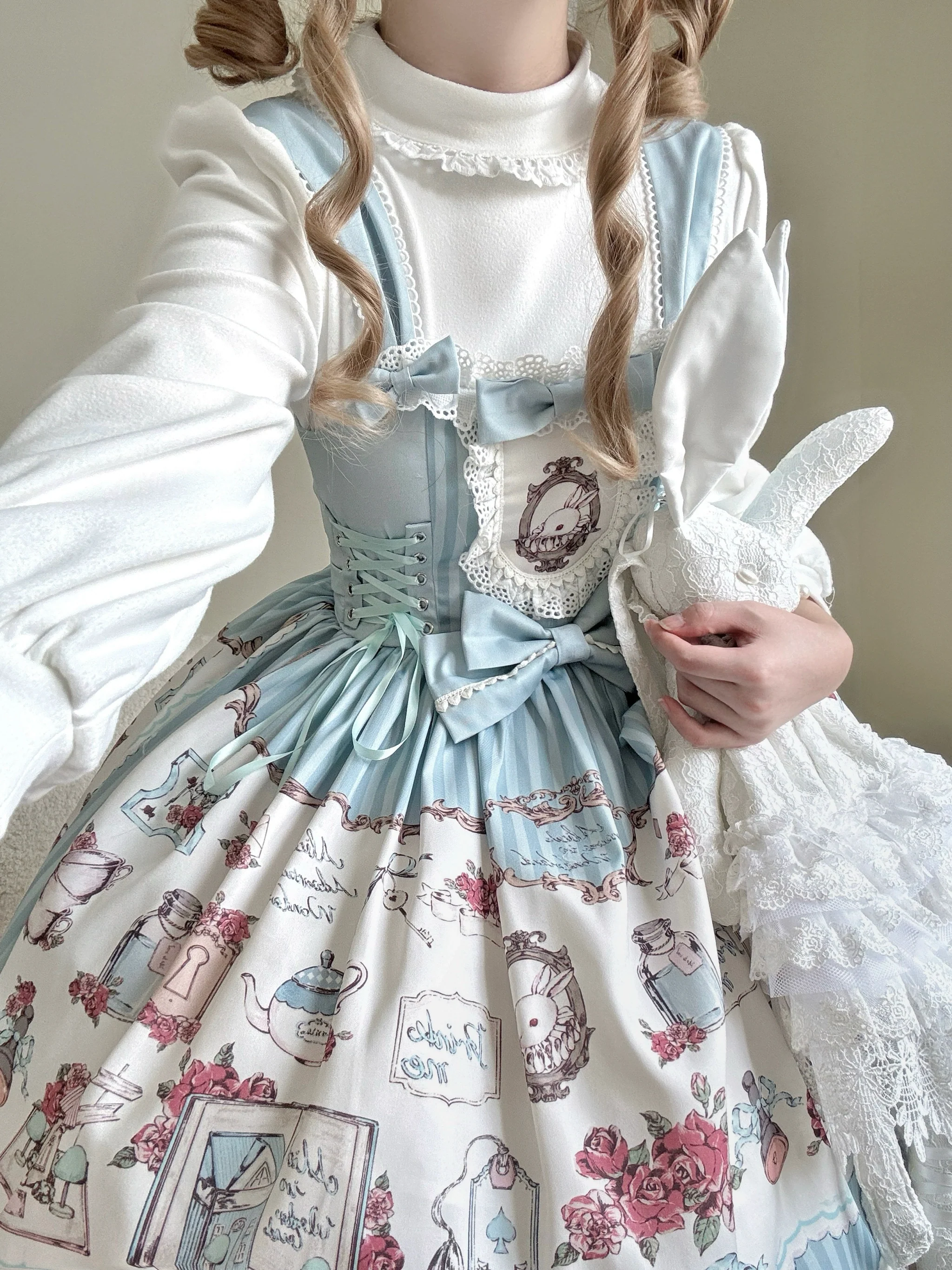 MeowMeow - Rabbit Collection Box - Bunny Print Kawaii Lolita JSK Dress, 3 Colors - Image 11