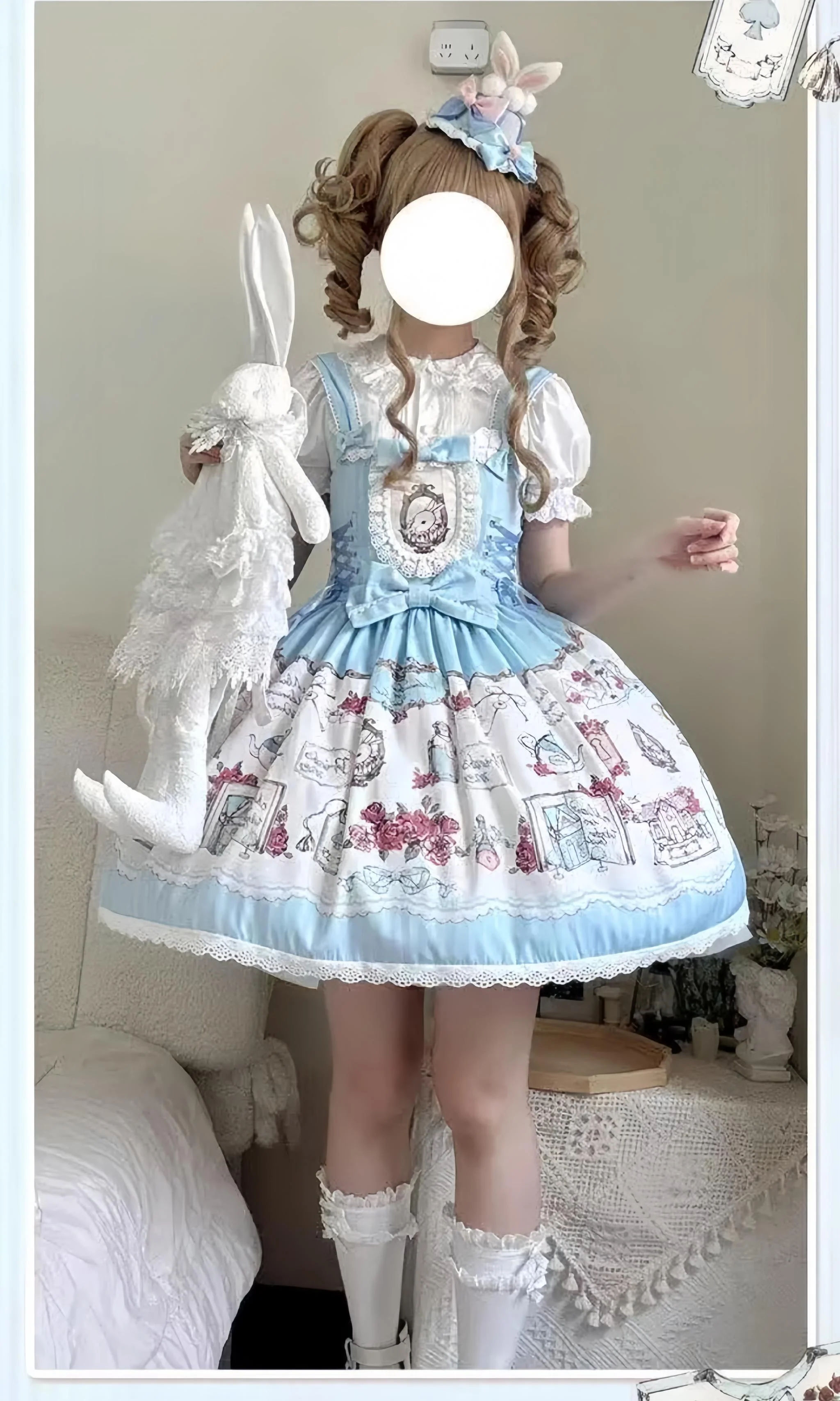 MeowMeow - Rabbit Collection Box - Bunny Print Kawaii Lolita JSK Dress, 3 Colors - Image 27