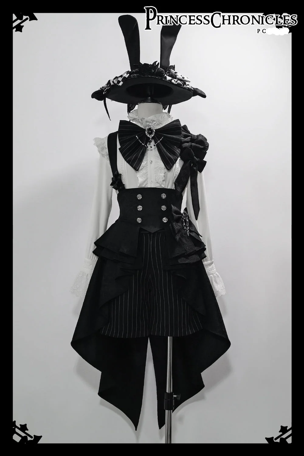 Rabbit Theater - Ouji Lolita White Blouse and Striped Shorts Set - Image 12