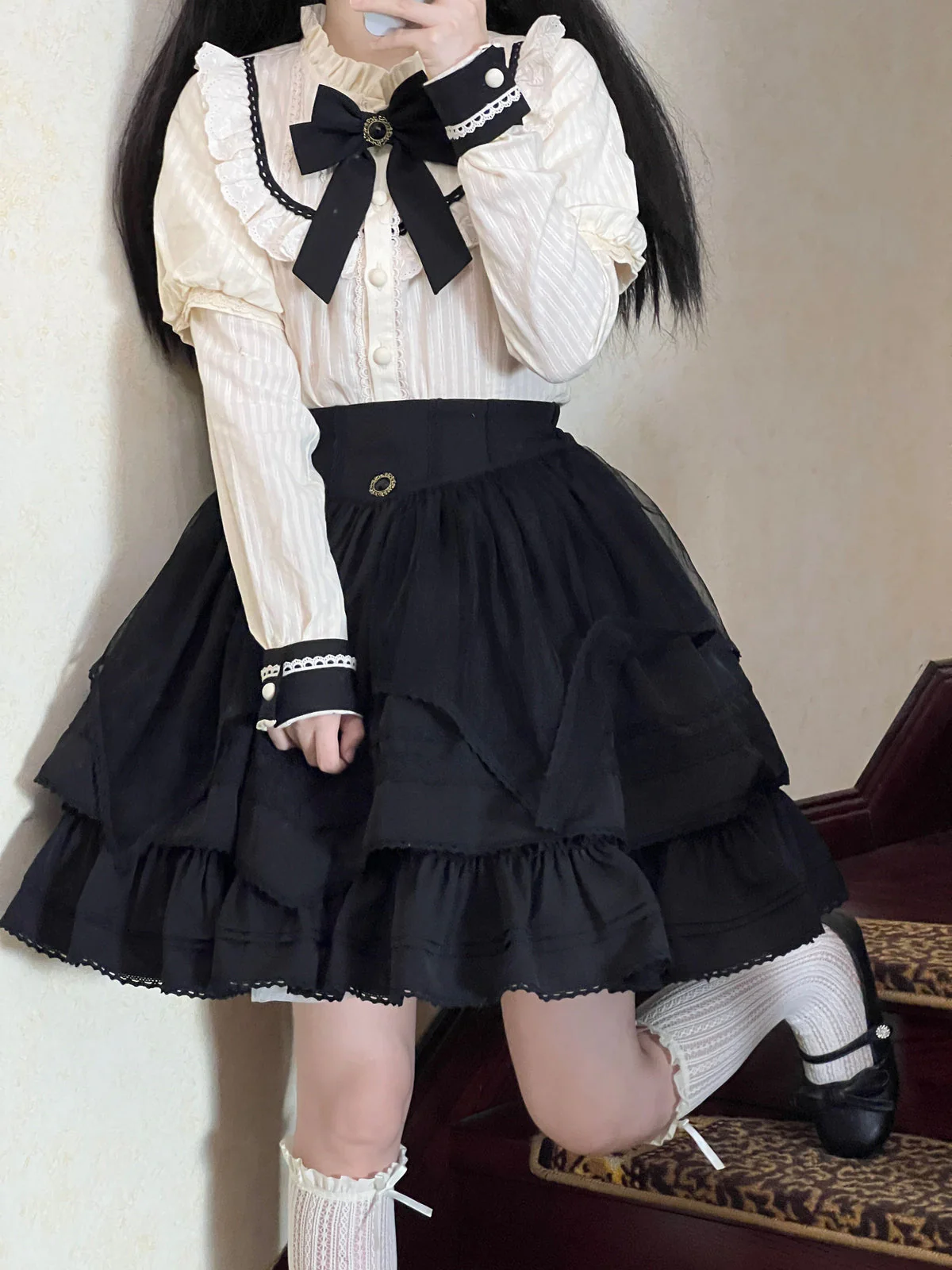 Rich Girl - Elegant Lolita Blouse and Skirt, Detachable Sleeves - Image 3
