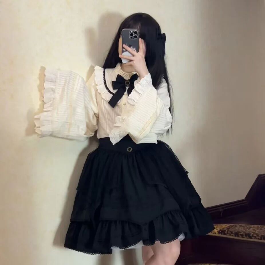 Rich Girl - Elegant Lolita Blouse and Skirt, Detachable Sleeves - Image 5