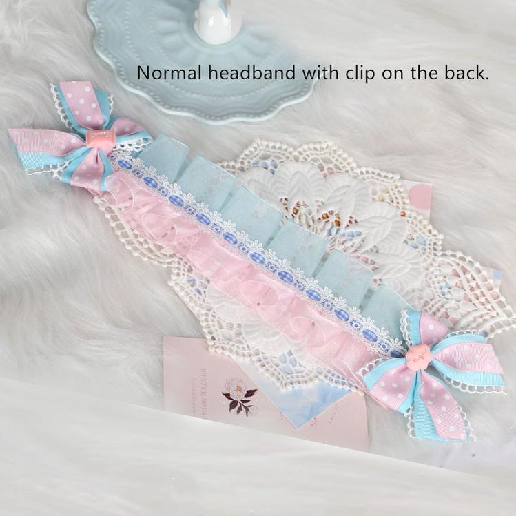 Pink and Blue Sweet Lolita Bow Headwear - Image 11