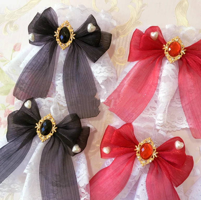 Sakura Home - Sweet Lolita Handmade Lace Bows Cuffs - Image 11