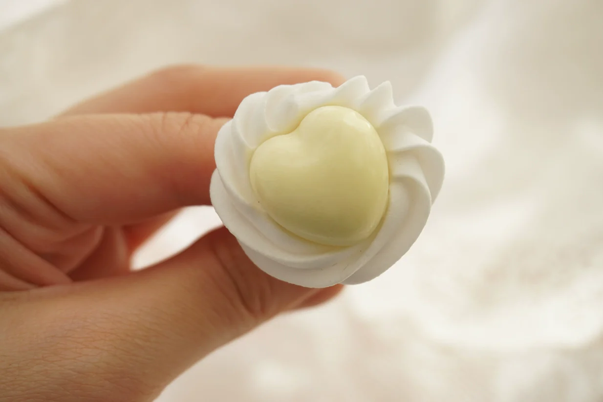 Cute Lolita Ring Handmade Clay Cream Heart Shape Adjustable Ring - Image 7