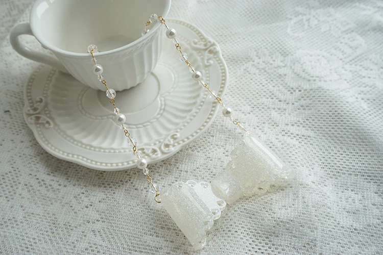 Handmade Sweet Lolita Beaded Bow Necklace - Image 11
