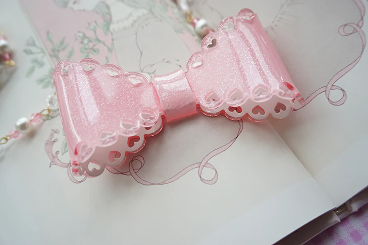 Handmade Sweet Lolita Beaded Bow Necklace - Image 8