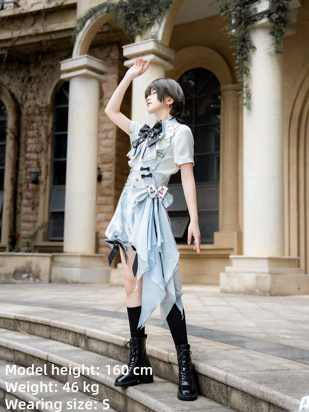 Alice in Time - Checkered Ouji Lolita Suit With Card & Rabbit Accents - Image 7