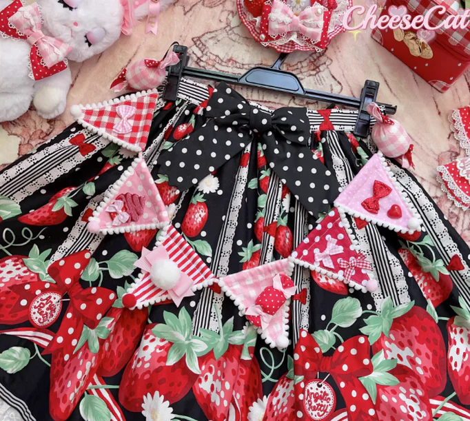 Cheese Cat - Sweet Lolita Plaid Candy Bow Flags Brooch - Image 23