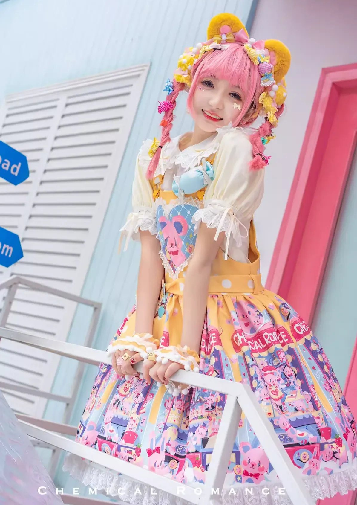 Sweetheart Doll Machine - Sweet Lolita Printed Salopette - Image 36