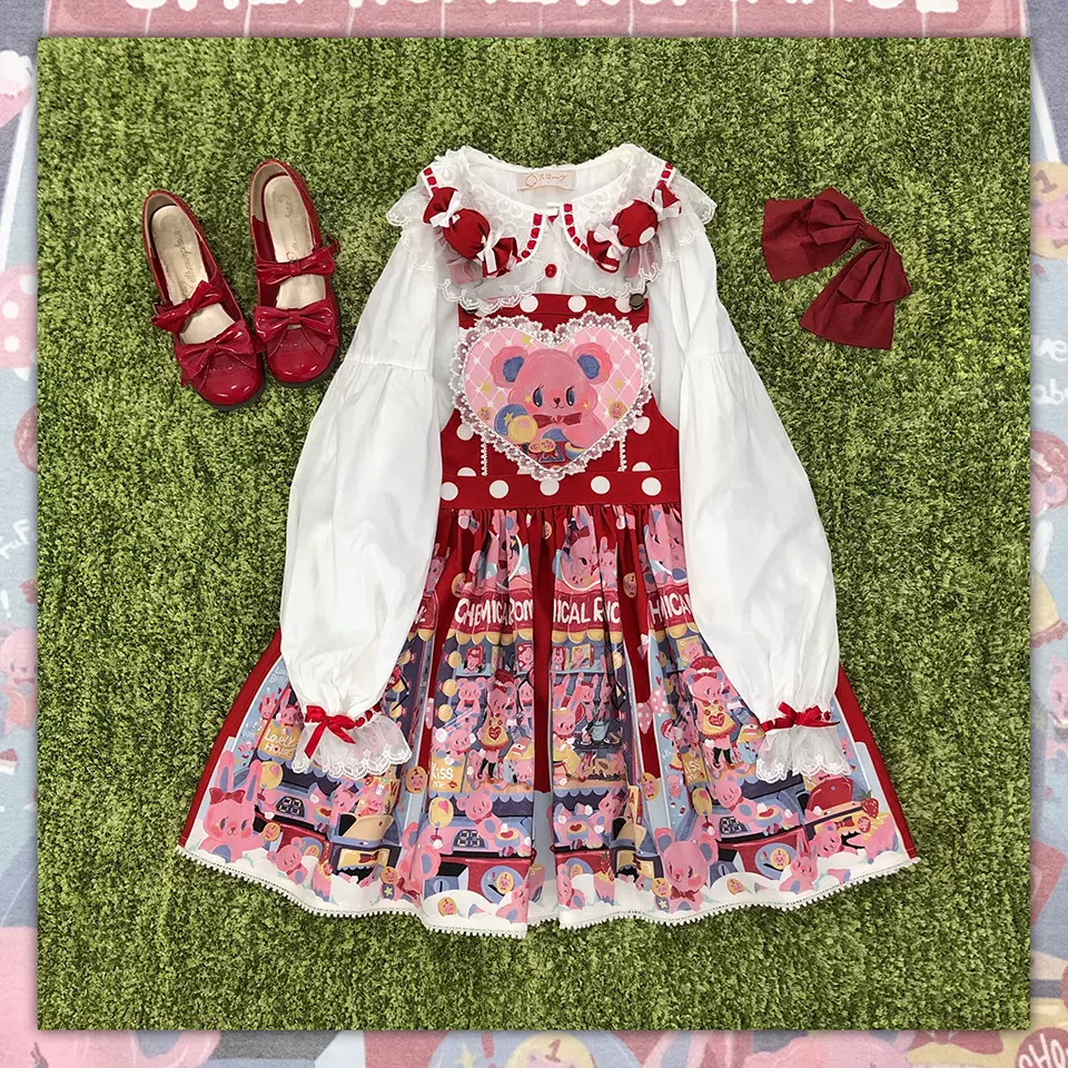 Sweetheart Doll Machine - Sweet Lolita Printed Salopette - Image 5