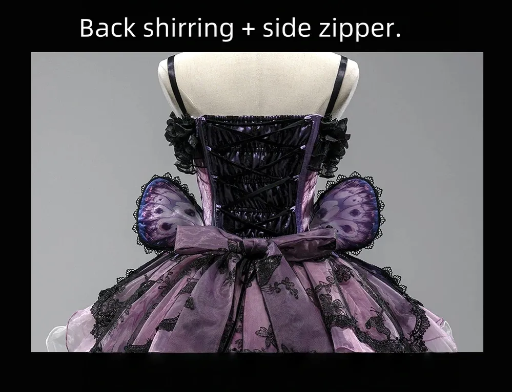Dead Leaf Butterfly - Chiffon Gothic Lolita JSK, Irregular Tiered Skirt - Image 11