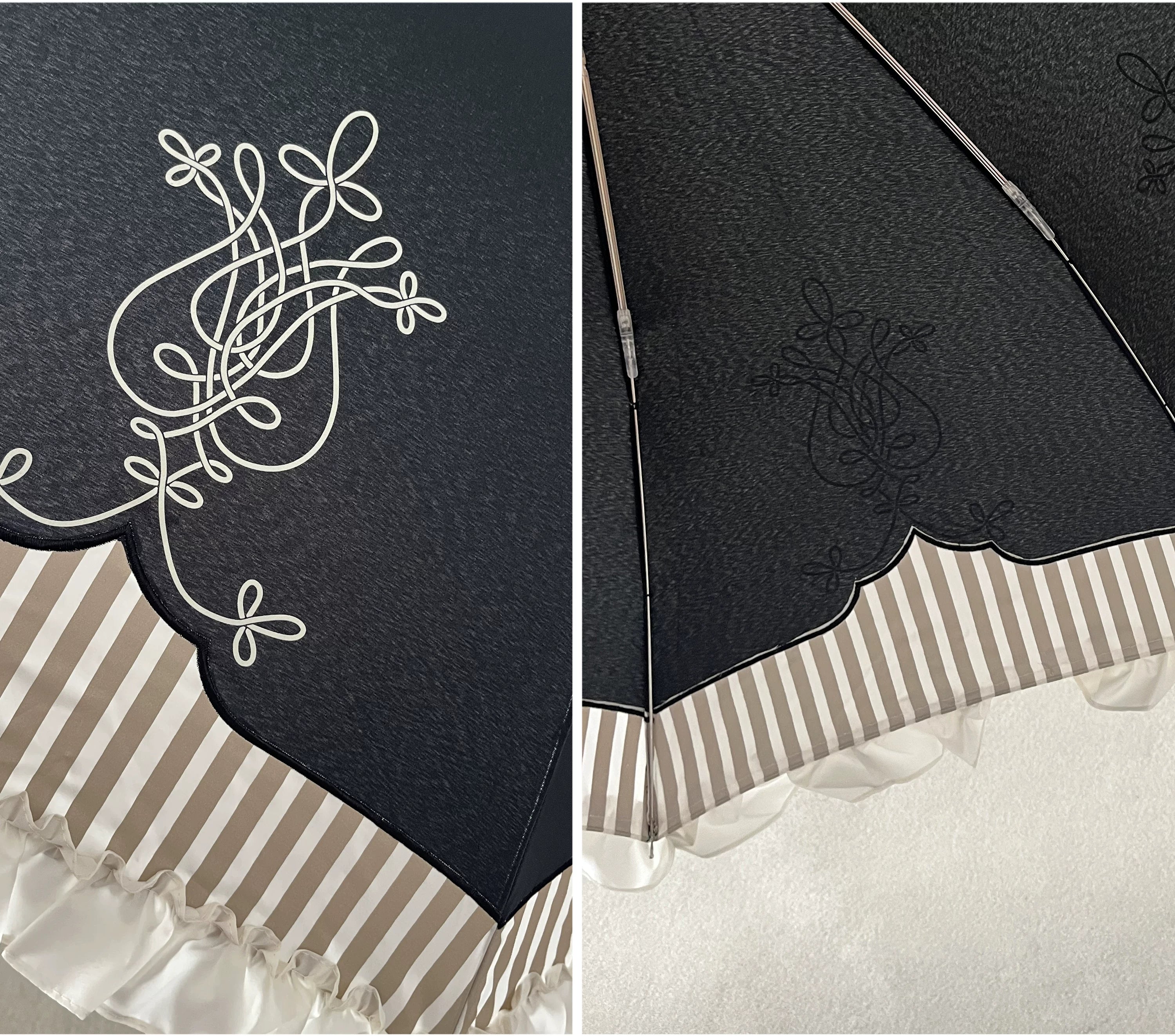 Lyre Academy - Classic Lolita 2-Fold Parasol, Lyre Print & Embroidered Trim - Image 18