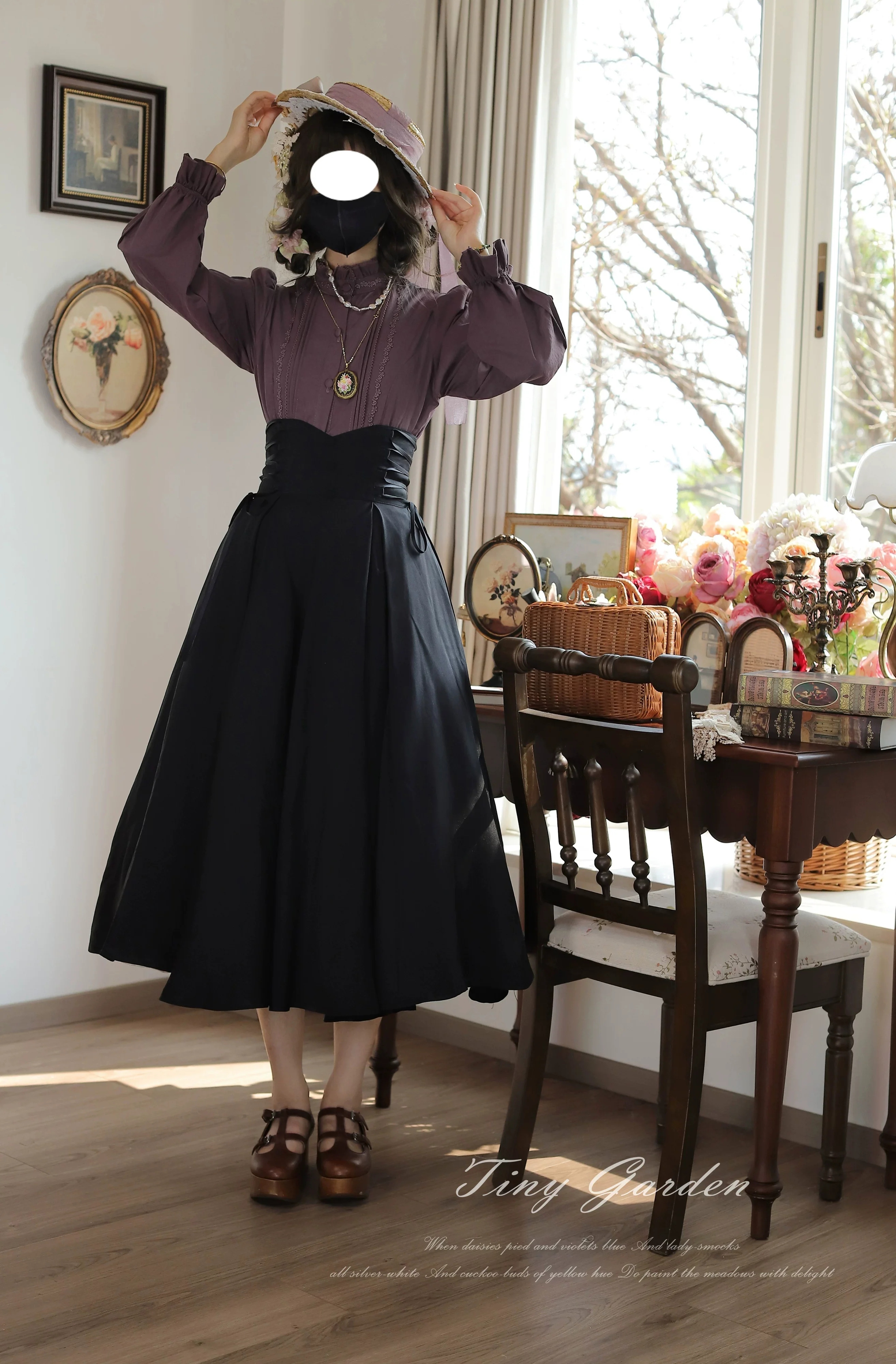 Morning Mist and Letter - Classic Lolita A-Line Skirt, High-Waist Fit - Image 11