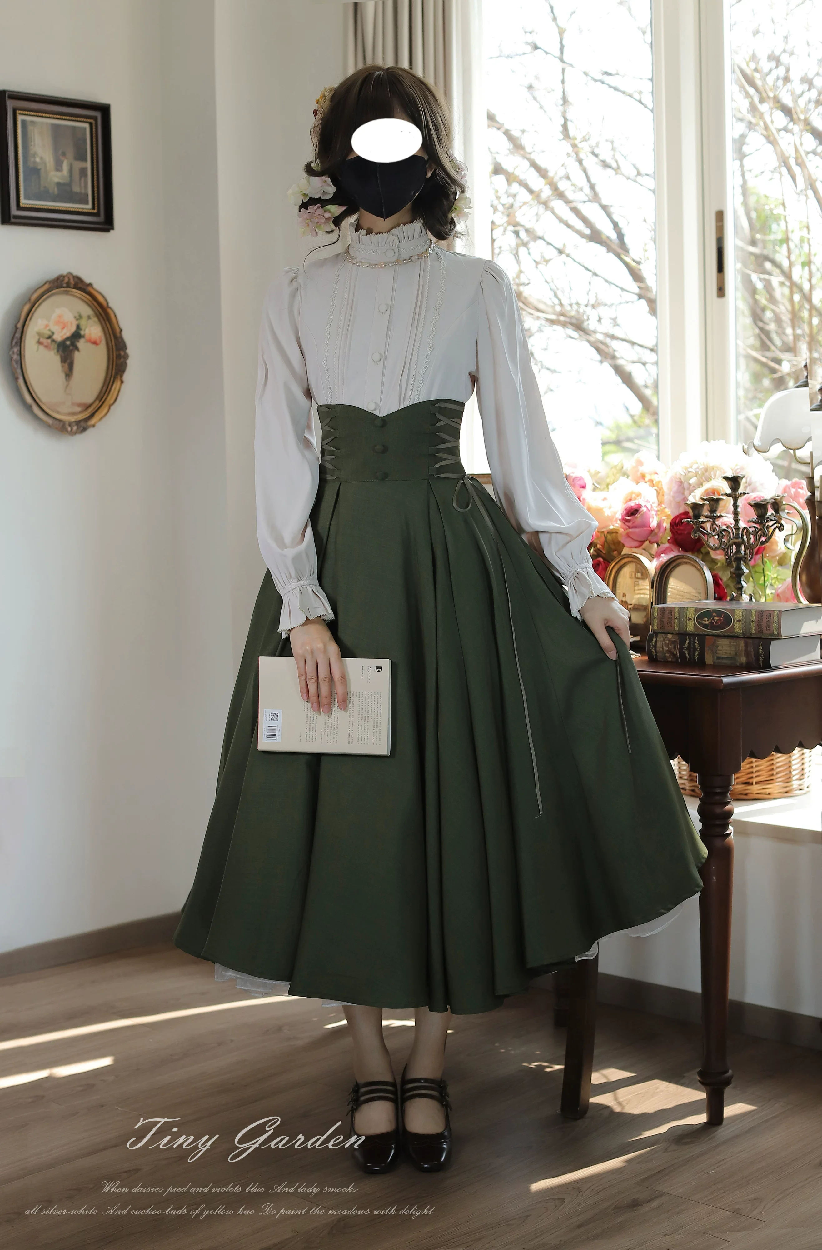 Morning Mist and Letter - Classic Lolita A-Line Skirt, High-Waist Fit - Image 17