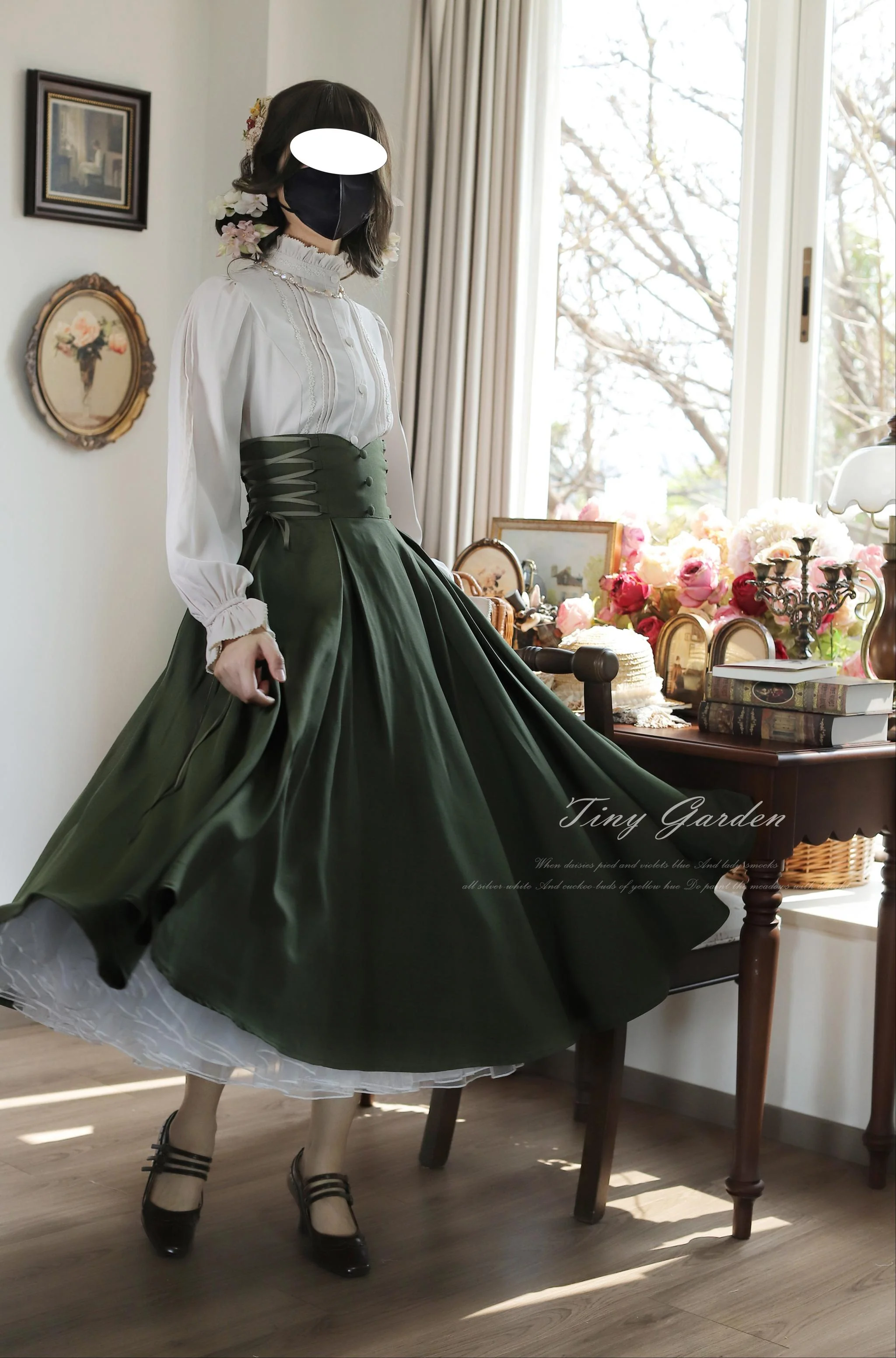 Morning Mist and Letter - Classic Lolita A-Line Skirt, High-Waist Fit - Image 18