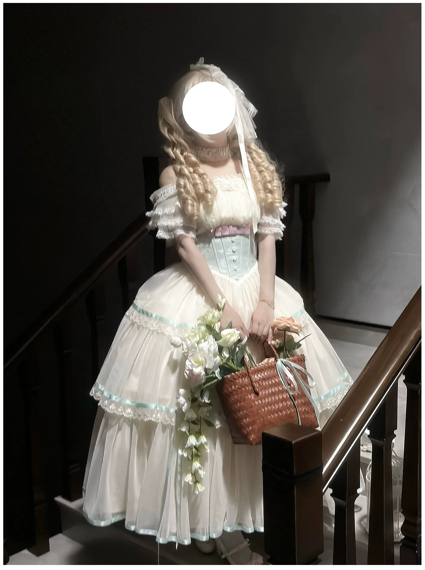Sea Salt Soda - Classic Lolita Adjustable Corset JSK Dress, Tiered Tulle Hem - Image 28