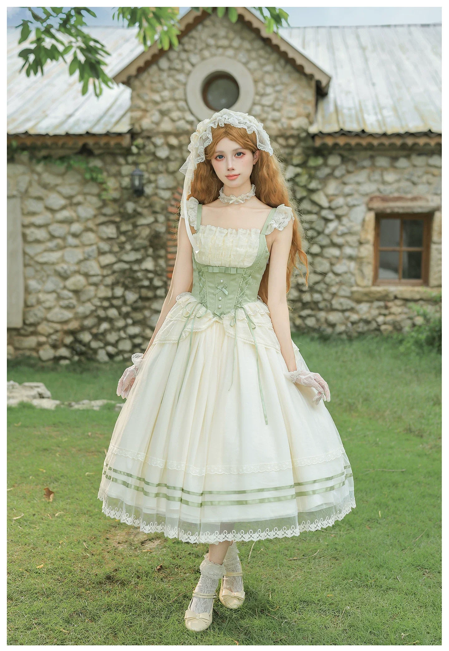 Unfailing - Classic Lolita Bow Jacquard Corset JSK Dress - Image 3