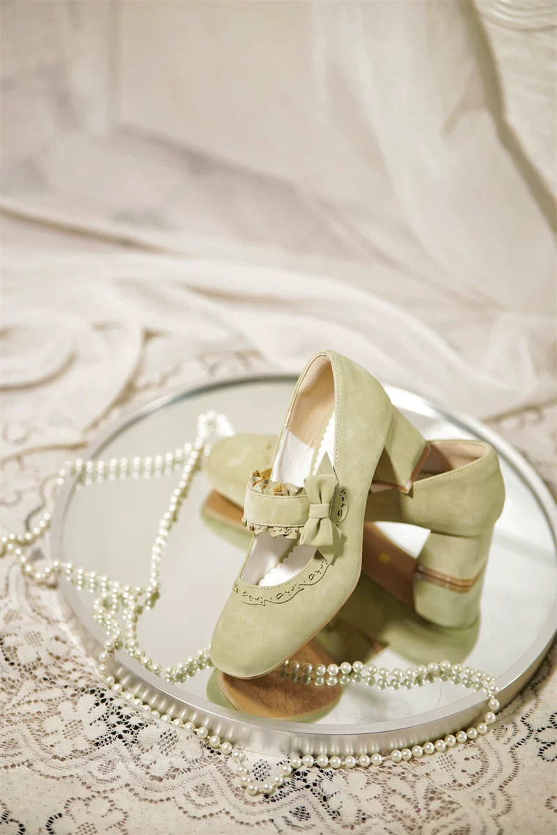 Heidi Manor - Classic Lolita Chunky Heels Shoes, Cutout Trims - Image 10