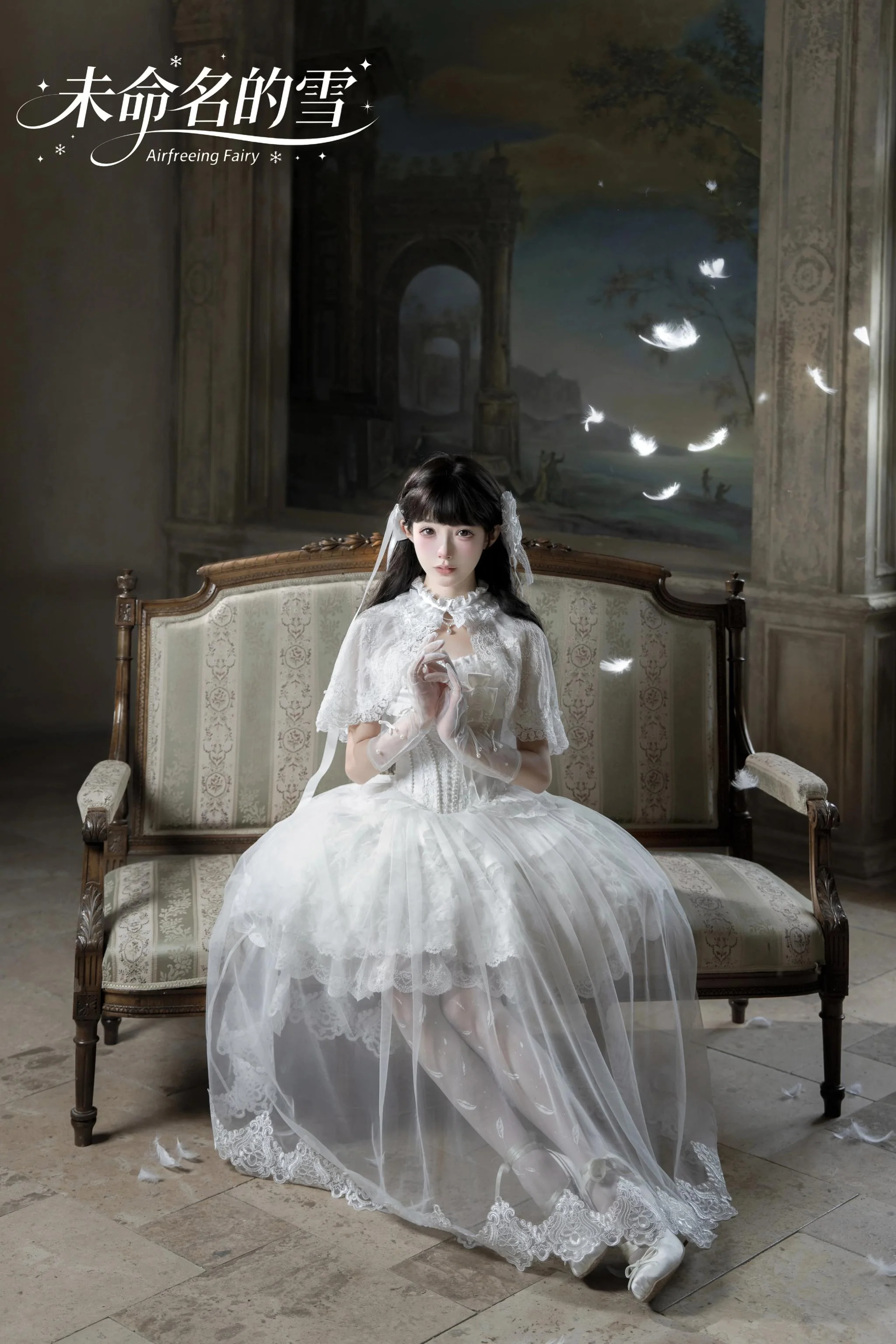 Nameless Snow - Classic Lolita Corset JSK Dress, Detachable Cape - Image 19