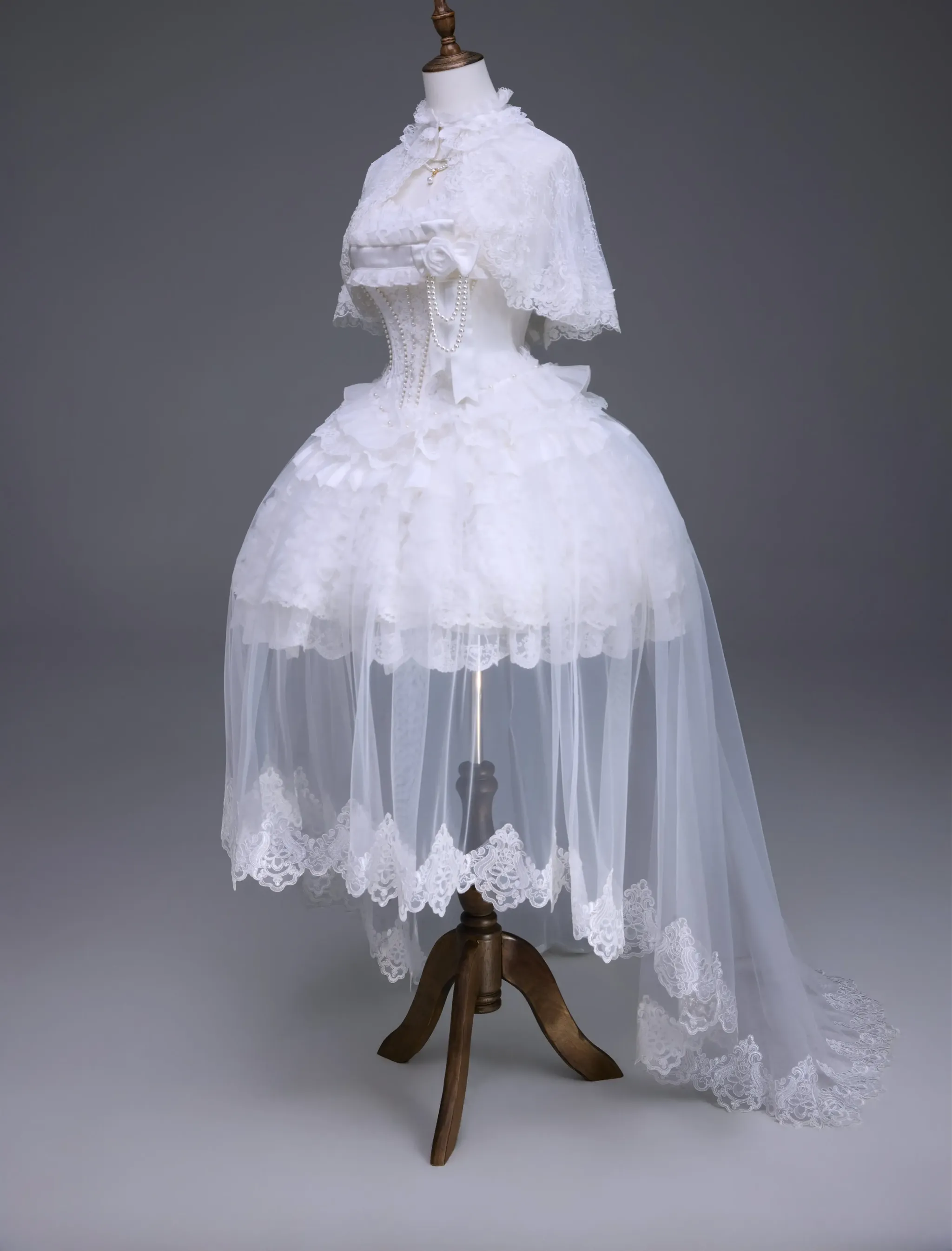Nameless Snow - Classic Lolita Corset JSK Dress, Detachable Cape - Image 25