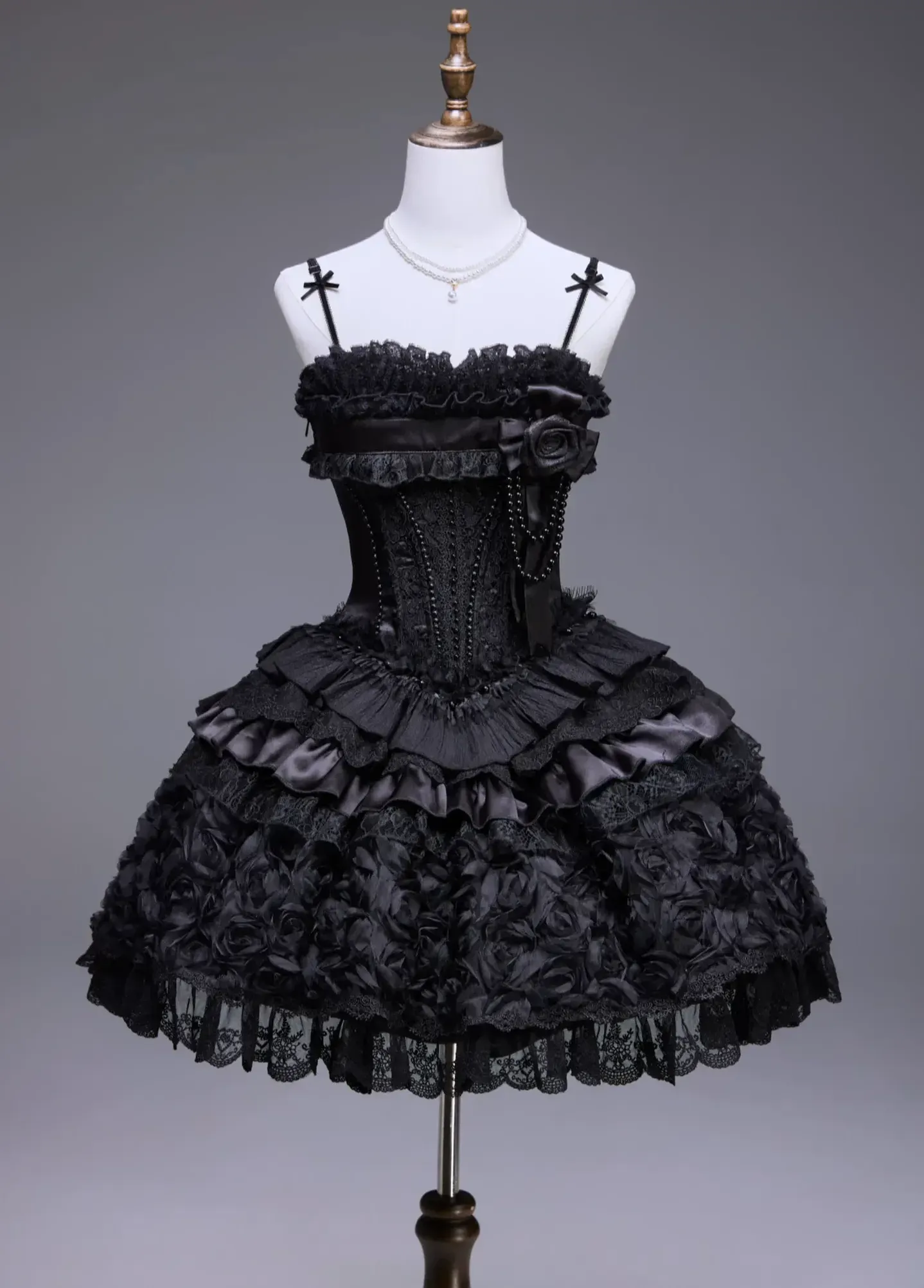 Nameless Snow - Classic Lolita Corset JSK Dress, Detachable Cape - Image 37