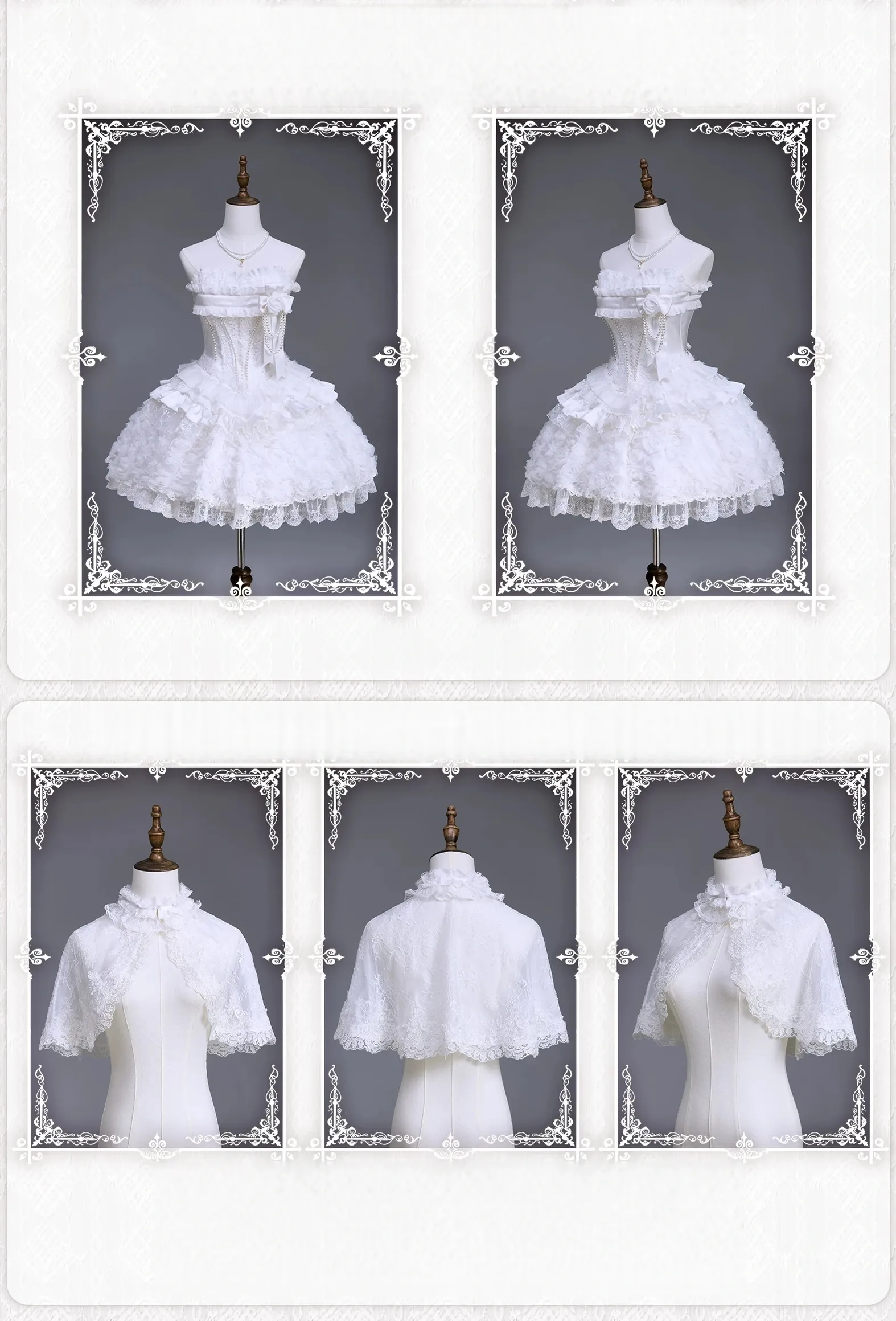 Nameless Snow - Classic Lolita Corset JSK Dress, Detachable Cape - Image 4