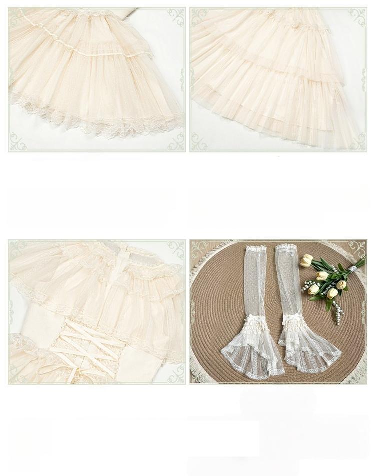 White Mist Promise - Classic Lolita Corset OP Set, Edwardian Collar & Tiered Hem - Image 8