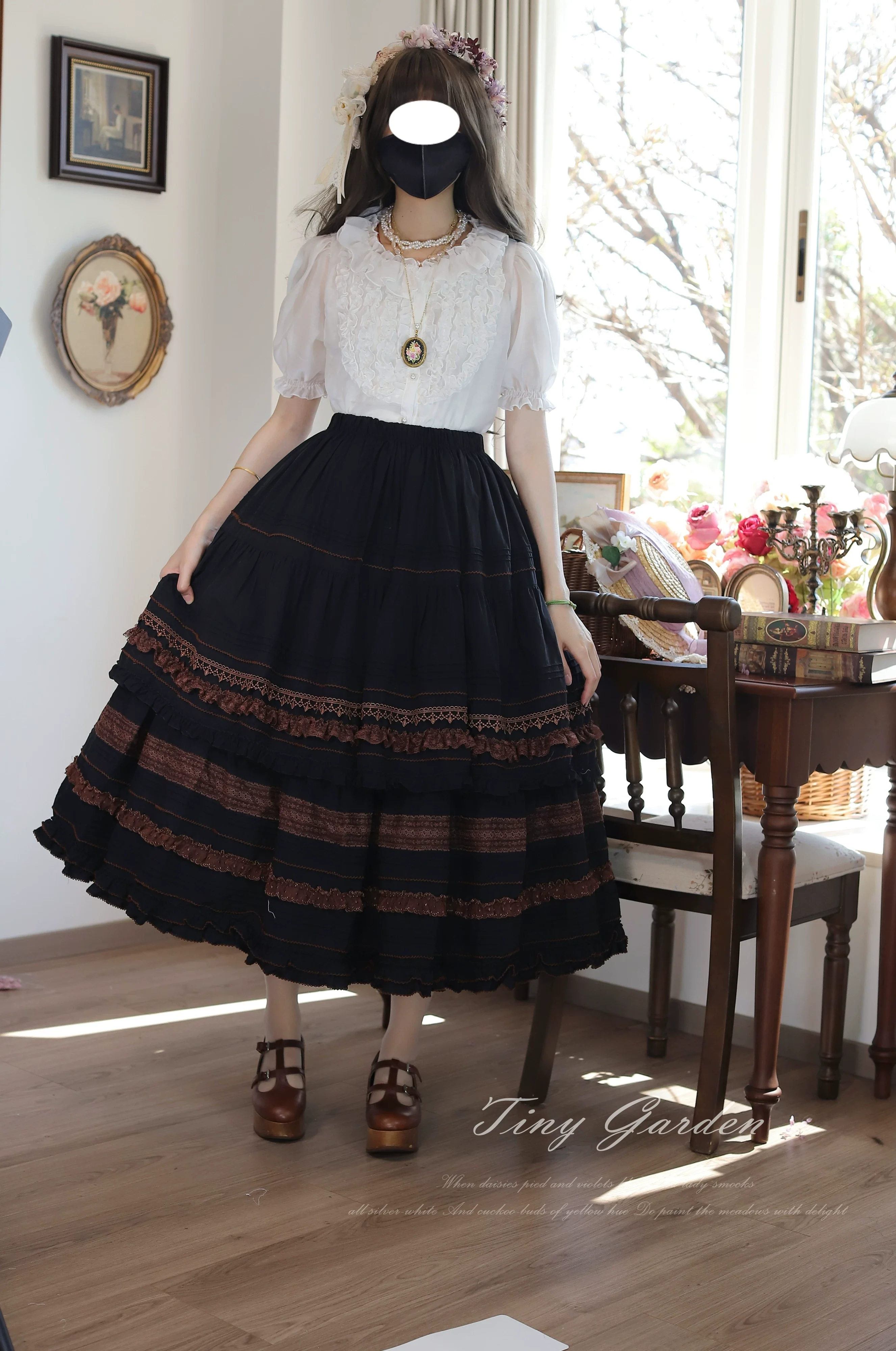 Marguerite Daisy - Classic Lolita Cotton Lining Skirt, Side Pocket - Image 4