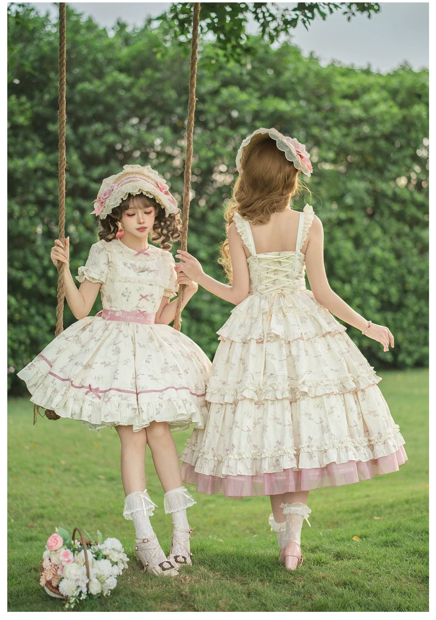 Fragrant Reminiscence - Classic Lolita Embroidered Collar Dress, Bellflower Print - Image 3