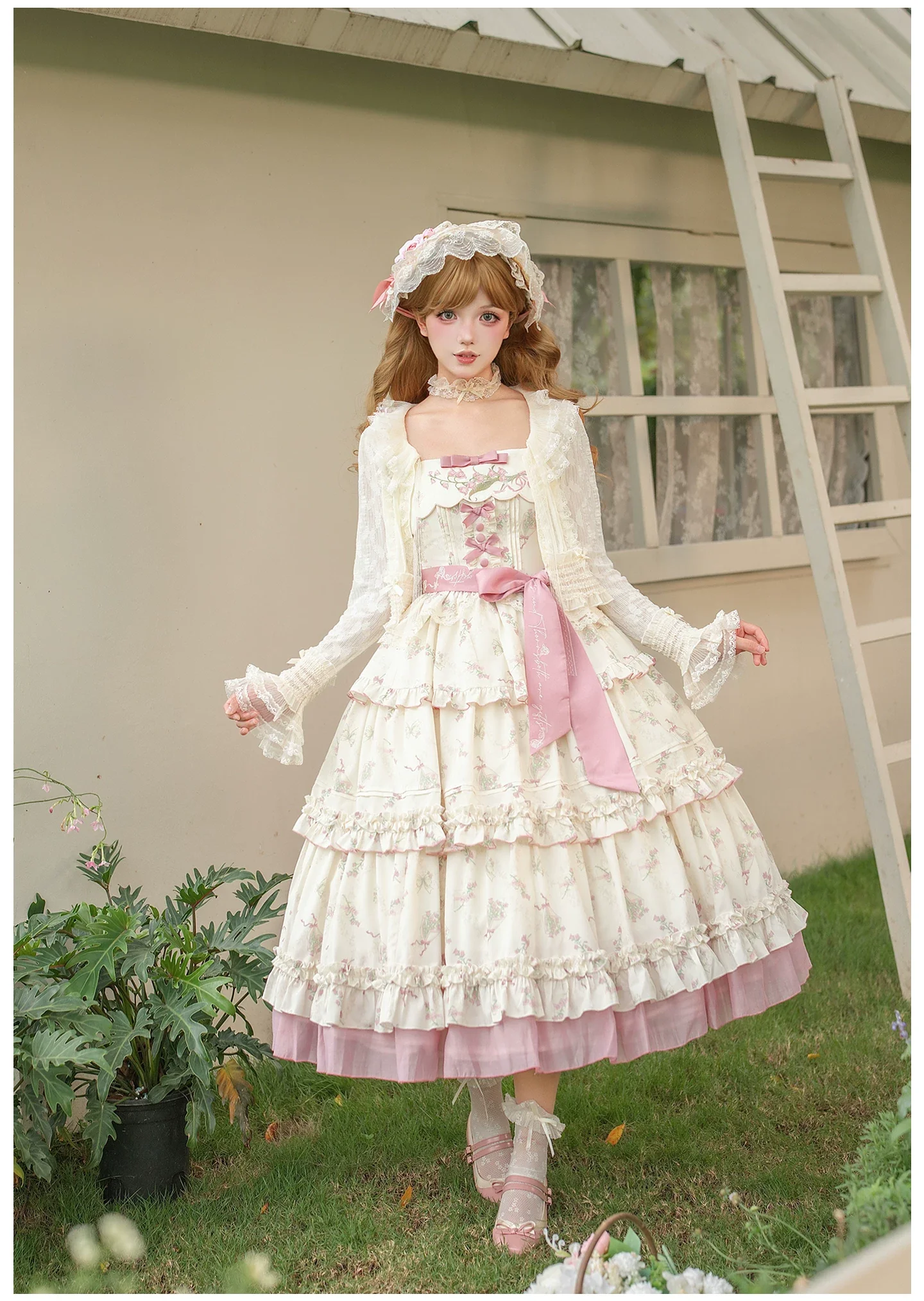 Fragrant Reminiscence - Classic Lolita Embroidered Collar Dress, Bellflower Print - Image 6