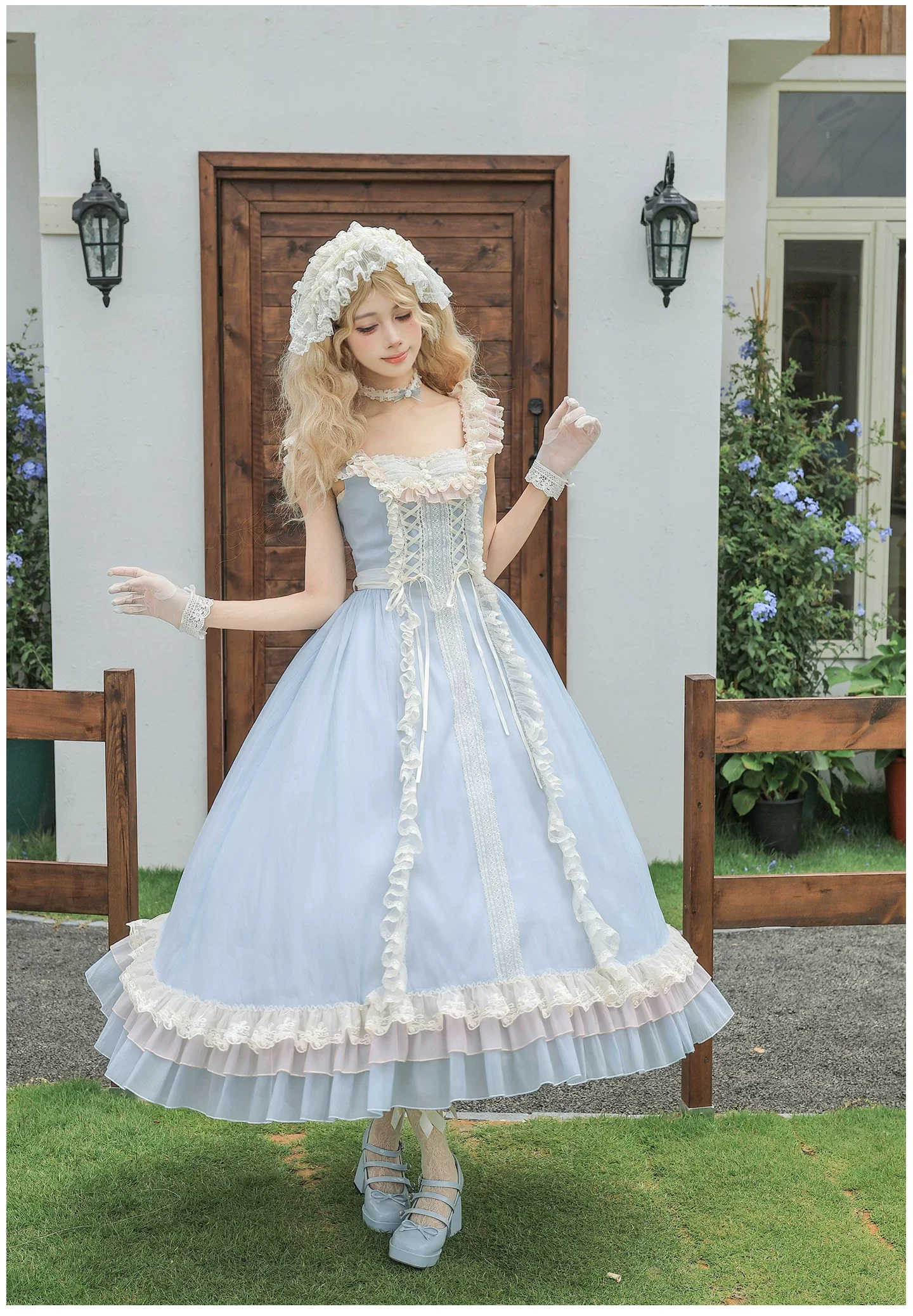 Island Diary - Classic Lolita Flutter Sleeve JSK Dress, Ruffled Lace - Image 3