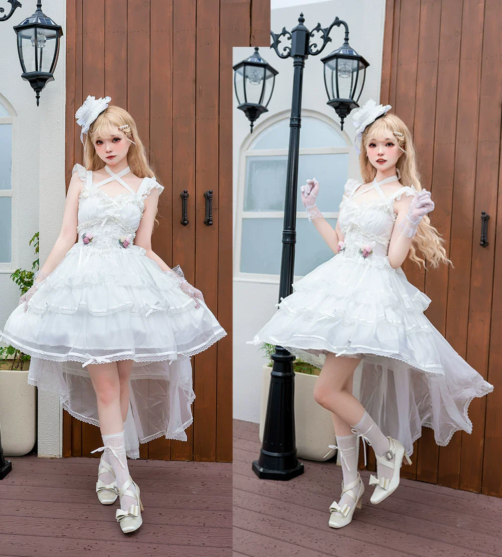 Ballet Maiden - Classic Lolita Four-tiered Hem JSK Dress with Rose Details - Image 16