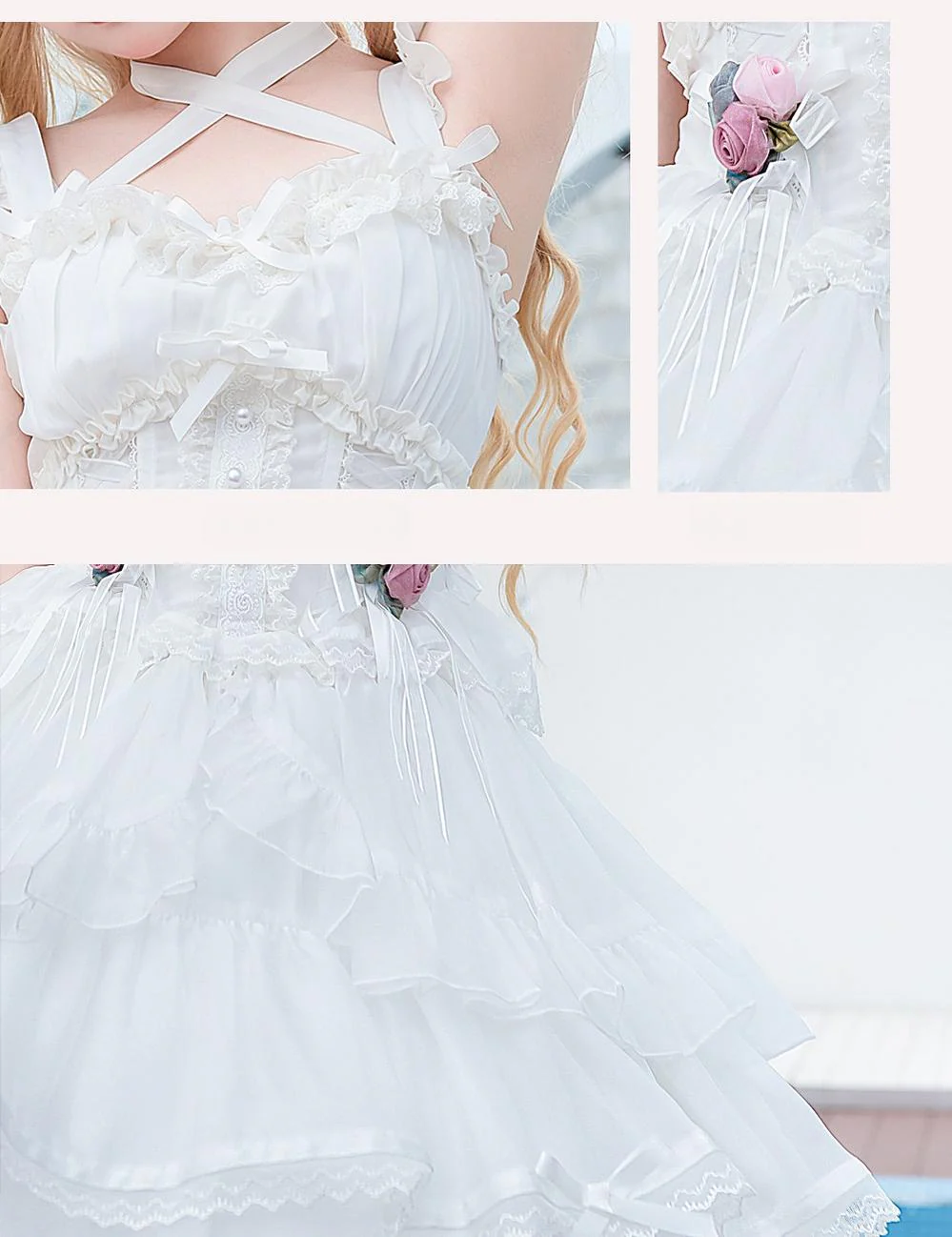 Ballet Maiden - Classic Lolita Four-tiered Hem JSK Dress with Rose Details - Image 6