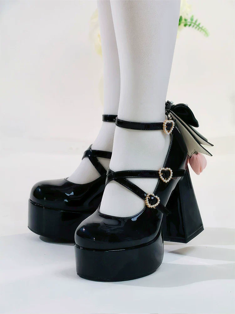 Whispering Tulip - Classic Lolita Heel Shoes, Detachable Tulip Bow - Image 14